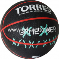 Мяч баскетбольный TORRES Game Over р.7, износостойкая резина, нейлоновый корд, бутиловая камера, серо-красный