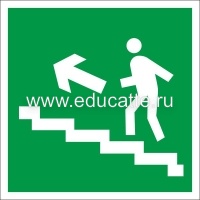 Е-16 "Направление к эвакуационному выходу по лестнице вверх", наклейка