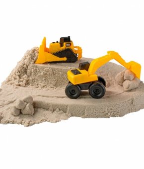 Кинетический песок "Космический песок" 2 кг в наборе с машинкой 2 шт. бульдозер и экскаватор, песочный